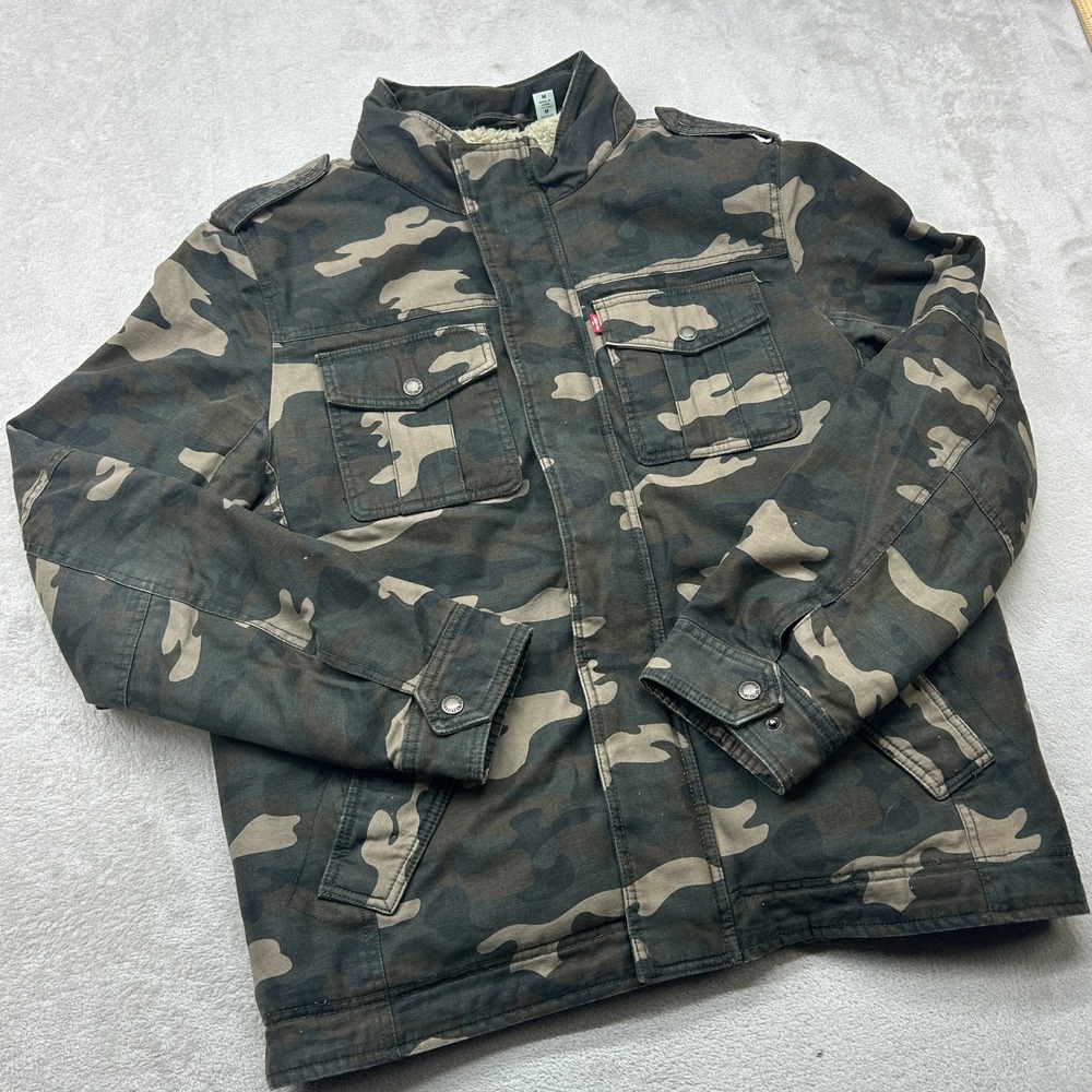 Levi's Field Jacket‎ Mens Medium Camo Sherpa Lined Military Cotton Streetwear